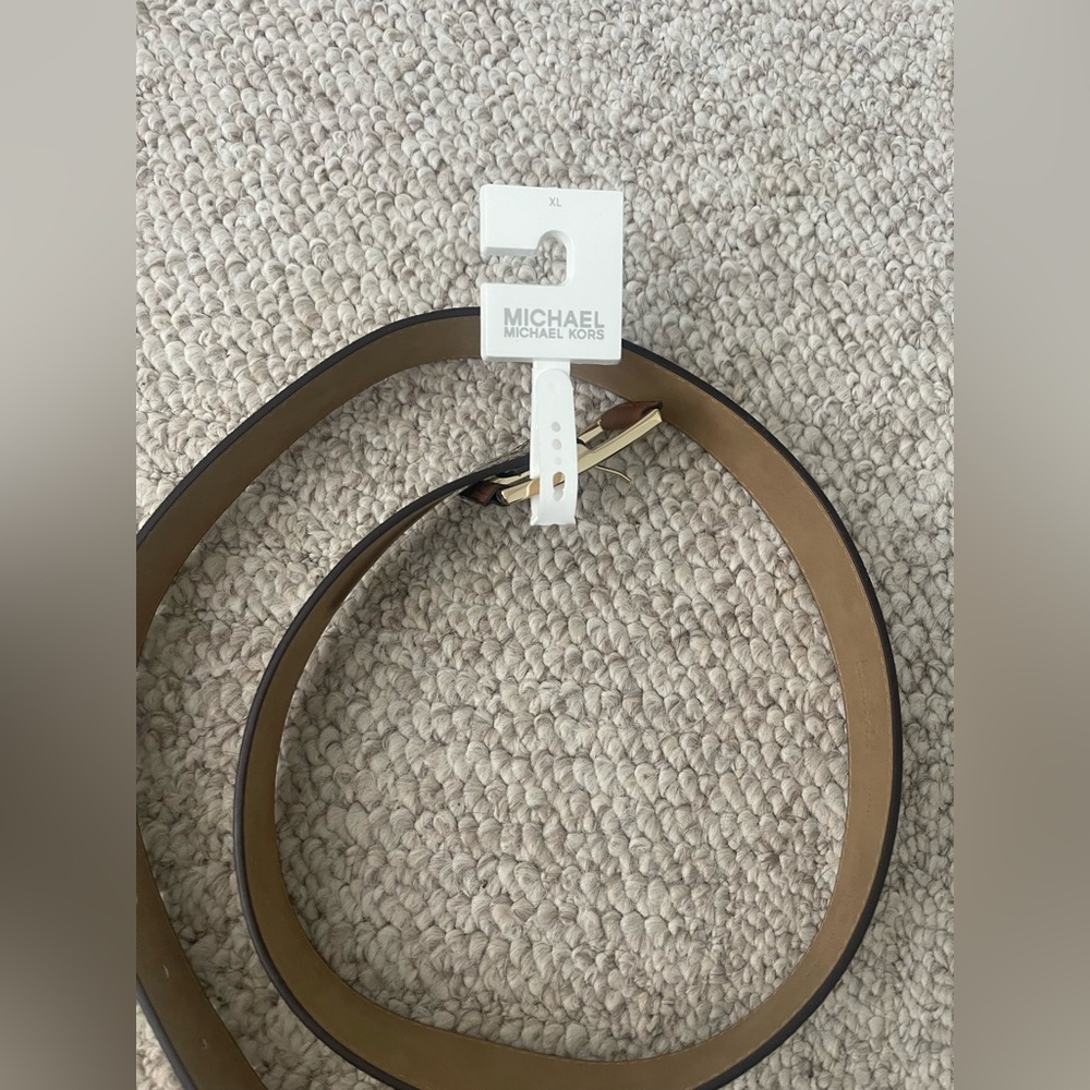 Michael Kors Tan Leather Belt with Gold Buckle